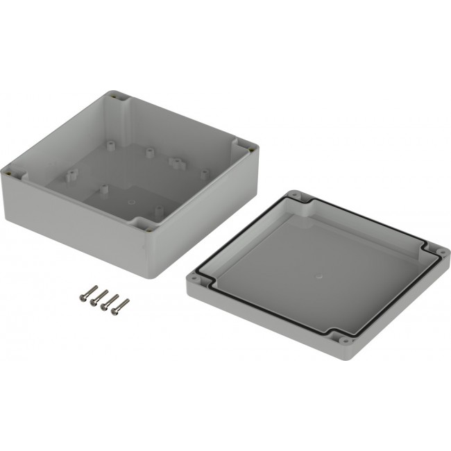 07515156 XT 151506 7035, Euromas X Series Light Grey ABS Enclosure, IP66, IP68, IK07, Light Grey Lid, 149.9 x 149.9 x 60mm