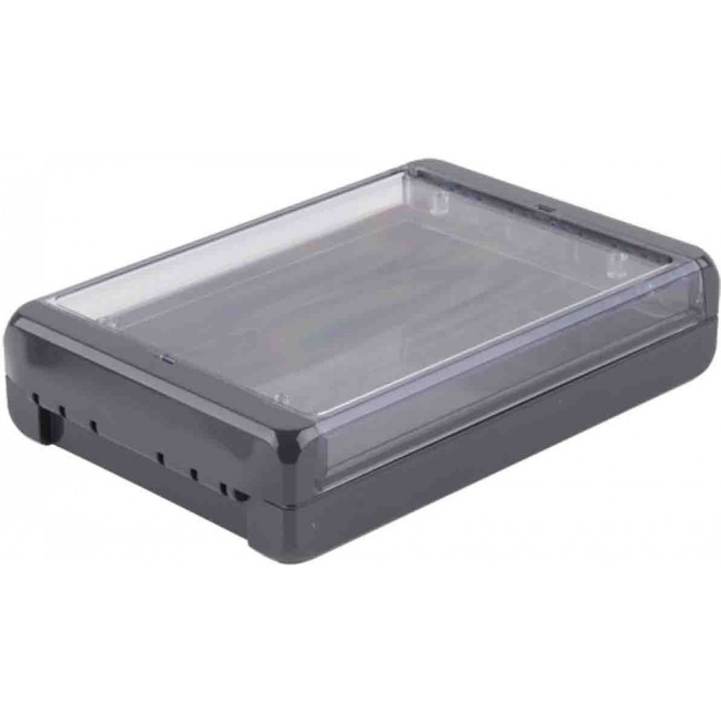 96024244 B 181304 PC-V0-G-7024, Bocube Series Graphite Grey Polycarbonate V0 Enclosure, IP66, IP68, IK07, Transparent Lid, 191 x 125 x 40mm