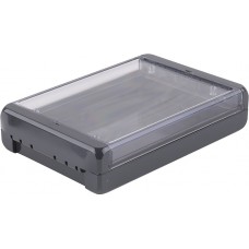 96024244 B 181304 PC-V0-G-7024, Bocube Series Graphite Grey Polycarbonate V0 Enclosure, IP66, IP68, IK07, Transparent Lid, 191 x 125 x 40mm