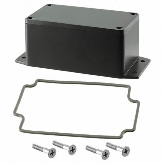 AN-2853-AB, Smooth Black Die Cast Aluminum Bracket Mount Enclosure - External 4.55 x 2.58 x 2.17 Inches - Internal 4.03 x 2.0 ...