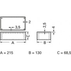 ABS enclosure, (L x W x H) 215 x 130 x 69 mm, black (RAL 9004), COFFER 4.9 SCHWARZ