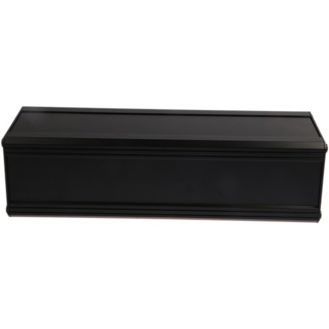 Black Extruded Aluminium Heat Sink Case, IP40, Black Lid, 300 x 100 x 86mm