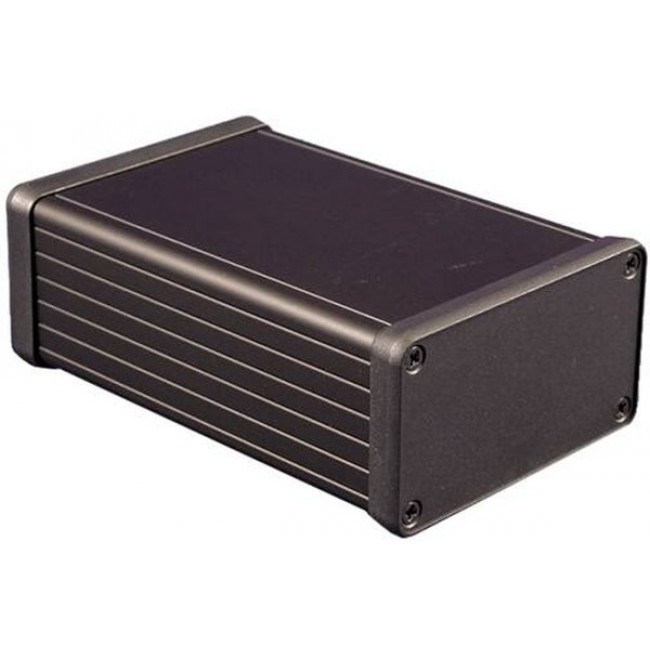 1455K1202BK, 1455 Series Black Aluminium Enclosure, IP54, Black Lid, 120 x 78 x 43mm