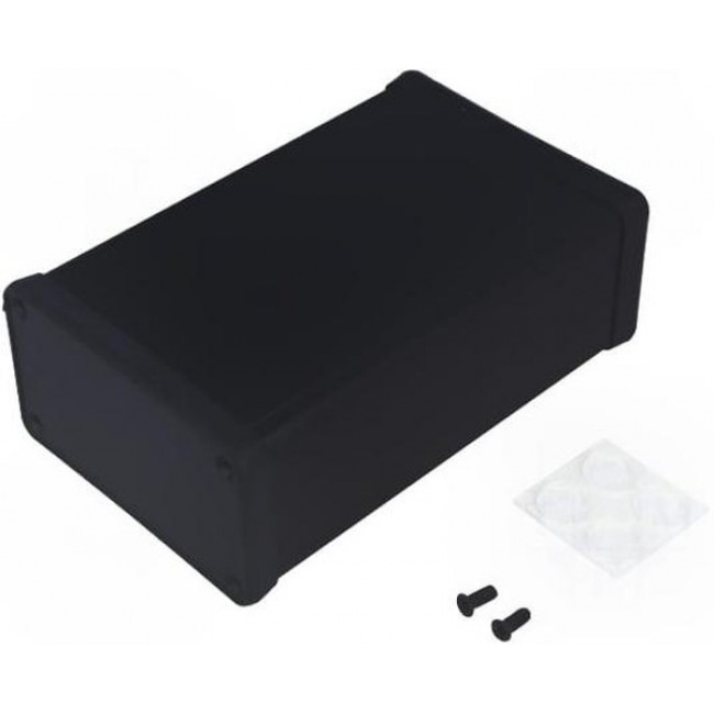 1455K1202BK, 1455 Series Black Aluminium Enclosure, IP54, Black Lid, 120 x 78 x 43mm