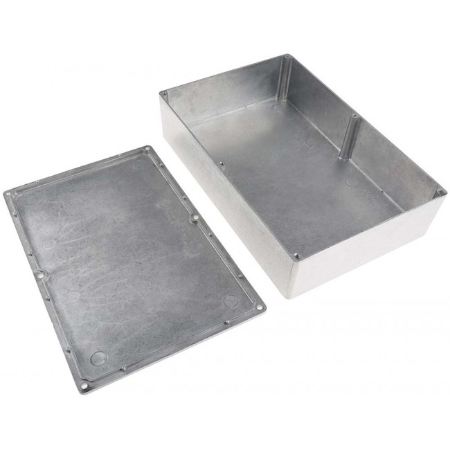 Silver Die Cast Aluminium Enclosure, Silver Lid, 222.1 x 145.9 x 55.9mm