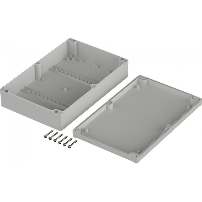 63239000 ET 239, Euromas II Series Light Grey ABS Enclosure, IP65, Light Grey Lid, 250 x 160 x 57mm