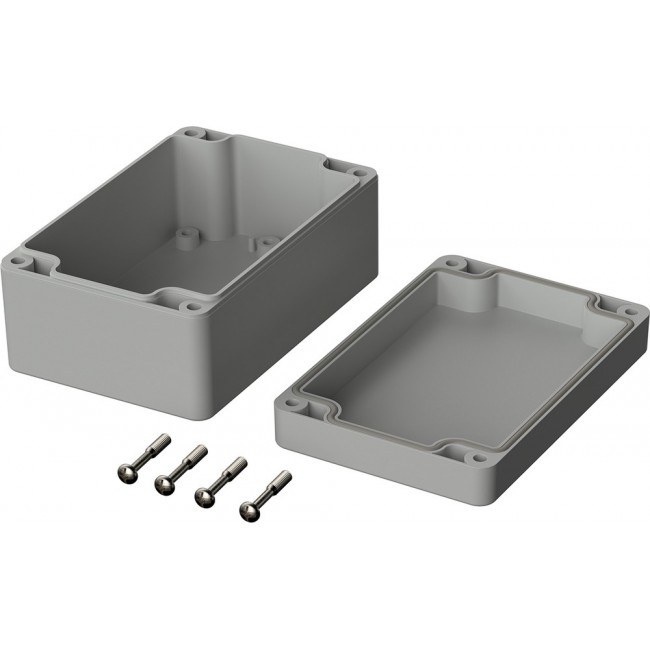 02215094, Euromas Series Light Grey Polycarbonate V0 Enclosure, IP66, IK07, Light Grey Lid, 120 x 80 x 55mm