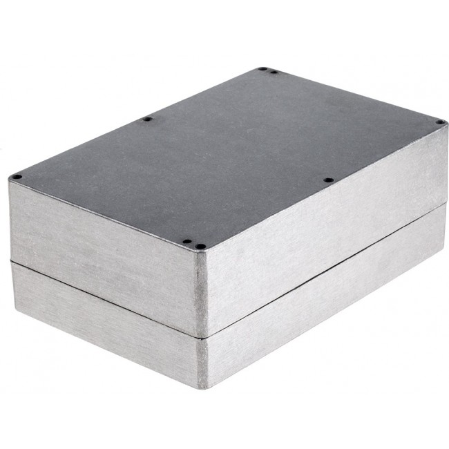 Silver Aluminium Alloy Enclosure, IP65, Silver Lid, 222.5 x 145.8 x 82.2mm