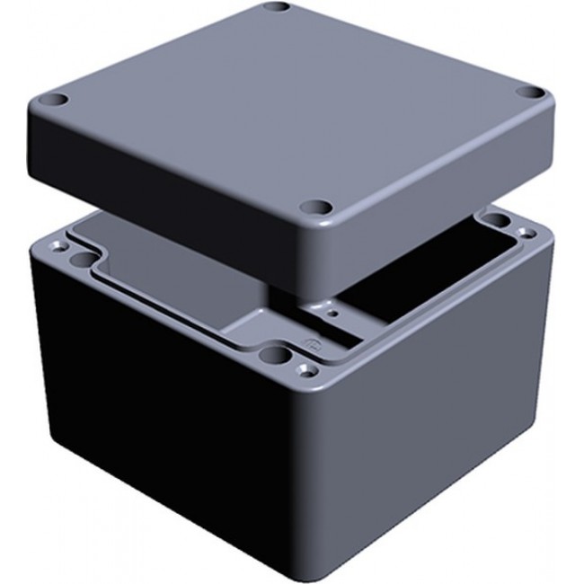 Aluminium Enclosure, IP66, Grey Lid, 81 x 100 x 100mm