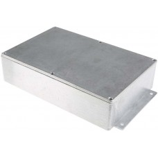 Silver Die Cast Aluminium Enclosure, Flanged, Silver Lid, 252 x 146.1 x 55.5mm