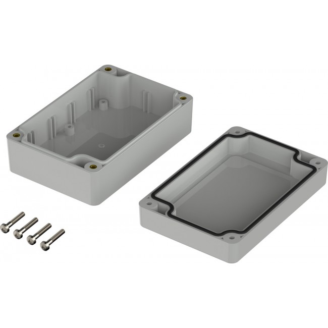 07311074 XM 110704 7035, Euromas X Series Light Grey Polycarbonate Enclosure, IP66, IP68, IK07, Light Grey Lid, 105 x 70 x 40mm