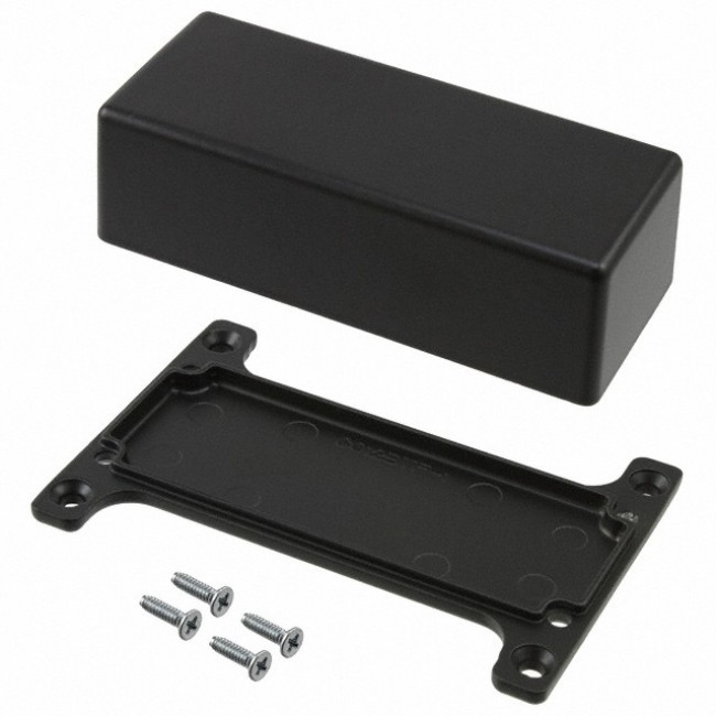 CU-5123-B, Enclosures, Boxes, & Cases Econobox Diecast Aluminum Box, Bracket and Cover Black (3.6 X 1.5 X 1.2 In)