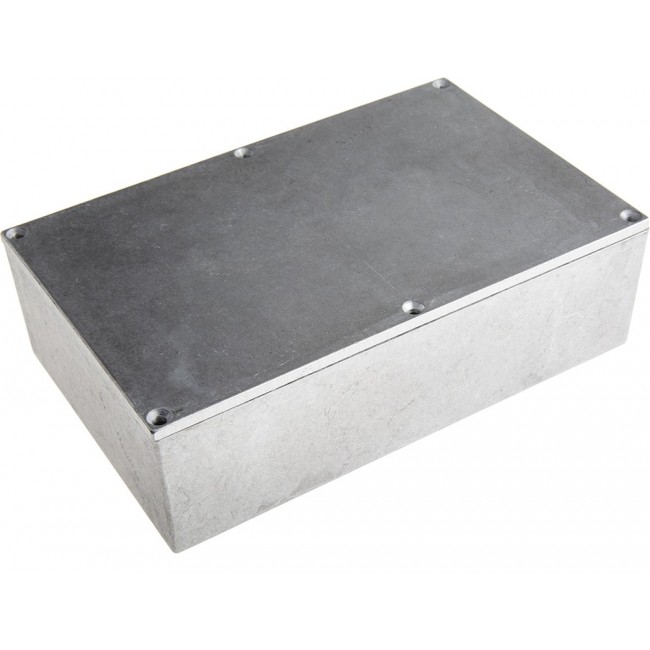 Die-cast aluminum RF shielding enclosure, (L x W x H) 188 x 120 x 53 mm, natural, IP54, 26827PSLA