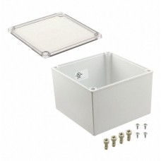 PIP-11774-C, Electrical Enclosures PC+10% Fiberglass Box with Captive Screws and Clear Cover (7.1 X 7.1 X 4.9 In)