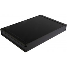 Black Extruded Aluminium Heat Sink Case, IP40, Black Lid, 200 x 300 x 41mm