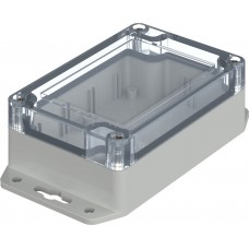 07711074 XM 110704 G WL 7035, Euromas X Series Light Grey Polycarbonate Enclosure, IP66, IP68, IK07, Flanged, Clear Lid, 105 x 70 x 40mm