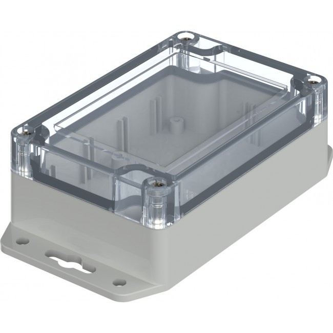 07711074 XM 110704 G WL 7035, Euromas X Series Light Grey Polycarbonate Enclosure, IP66, IP68, IK07, Flanged, Clear Lid, 105 x 70 x 40mm