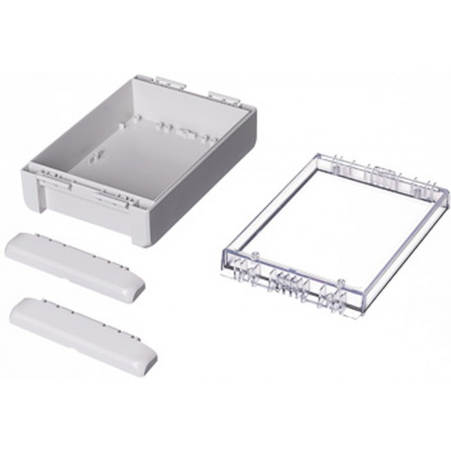 96024225 B 181306 PC-V0-G-7035, Bocube Series Light Grey Polycarbonate V0 Enclosure, IP66, IP68, IK07, Transparent Lid, 191 x 125 x 40mm