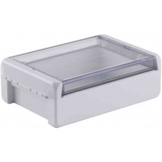 96024225 B 181306 PC-V0-G-7035, Bocube Series Light Grey Polycarbonate V0 Enclosure, IP66, IP68, IK07, Transparent Lid, 191 x 125 x 40mm