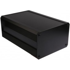 Black Extruded Aluminium Heat Sink Case, IP40, Black Lid, 300 x 200 x 130mm