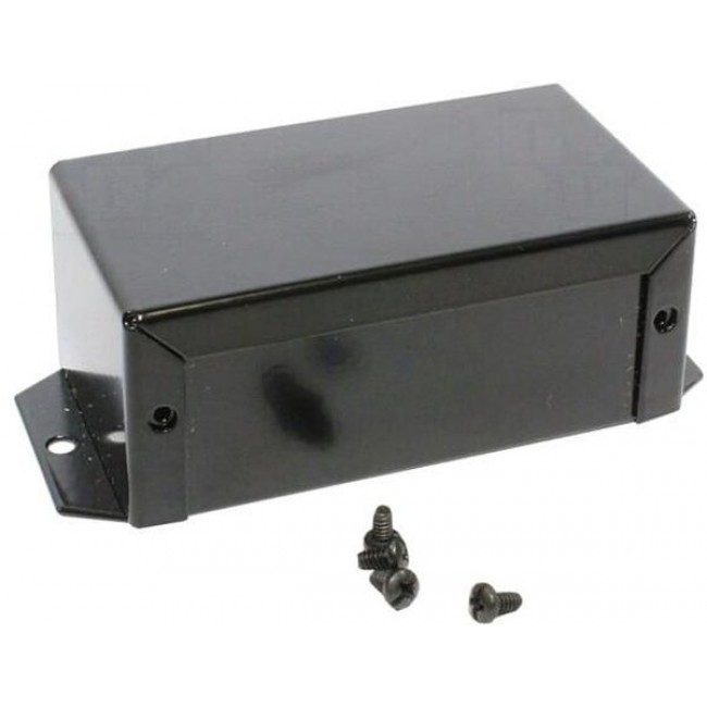 1411FBGBK, Enclosures, Boxes, & Cases Utility Enclosure - 4.0 x 2.2 x 1.6" - Aluminum Black w/ Flanges