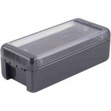 96024124 B 180806 PC-V0-G-7024, Bocube Series Graphite Grey Polycarbonate V0 Enclosure, IP66, IP68, IK07, Transparent Lid, 191 x 80 x 60mm