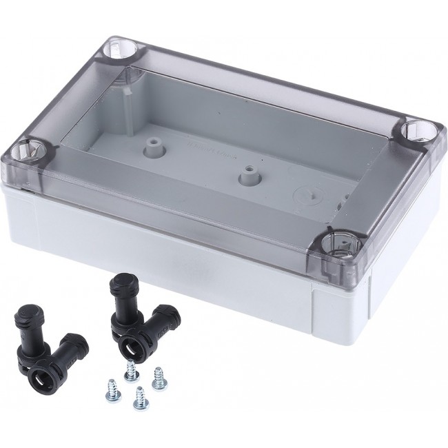 PC 100/35 LT ENCLOSURE, MNX Series Grey Polycarbonate Enclosure, IP66, IP67, Smoked Transparent Lid, 130 x 80 x 35mm