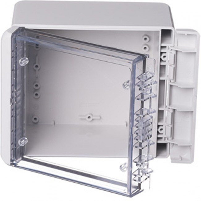 96023235 B 141309 PC-V0-G-7035, Bocube Series Light Grey Polycarbonate V0 Enclosure, IP66, IP68, IK07, Transparent Lid, 151 x 125 x 90mm