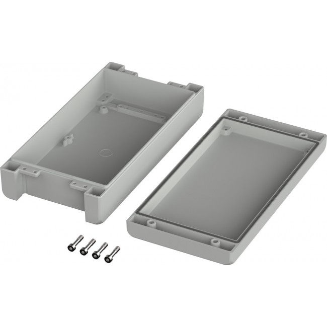 00165225, Bocube Alu Series Light Grey Aluminium General Purpose Enclosure, IP66, IP68, IP69, IK09, Light Grey Lid, 259 x