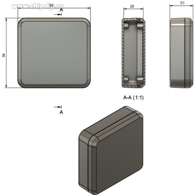 Корпус для РЭА 98x94x31 белый IP66