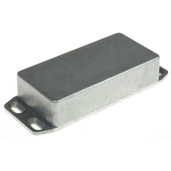 1590GFL, 1590 Series Natural Die Cast Aluminium Enclosure, IP54, Flanged, Natural Lid, 100 x 50 x 25mm