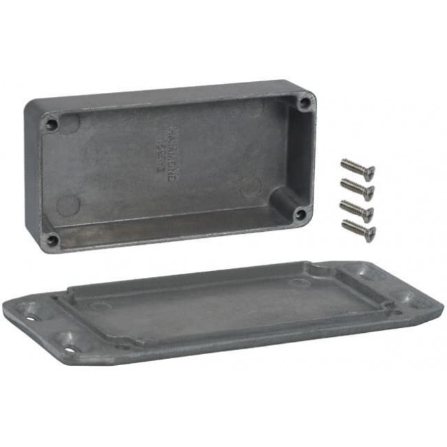 1590GFL, 1590 Series Natural Die Cast Aluminium Enclosure, IP54, Flanged, Natural Lid, 100 x 50 x 25mm