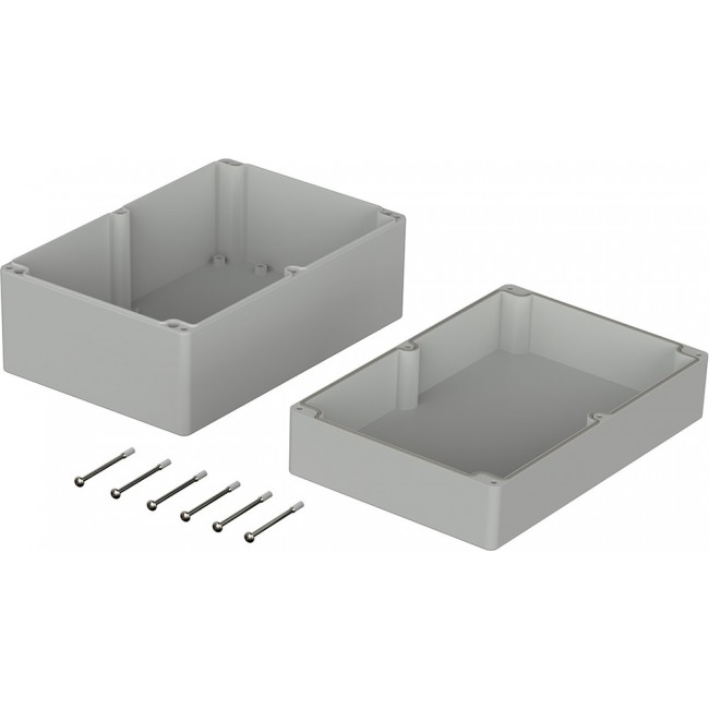 03243000, Euromas Series Grey ABS Enclosure, IP66, Flanged, Grey Lid, 240 x 160 x 120mm