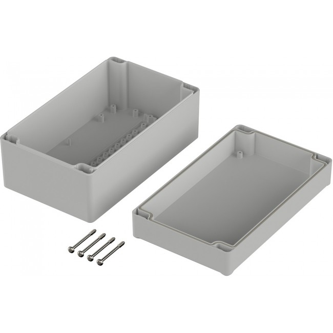 63237000 ET 237, Euromas II Series Grey ABS Enclosure, IP65, Flanged, Grey Lid, 200 x 120 x 92mm