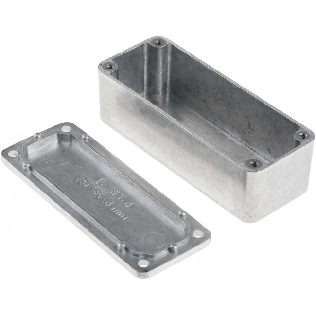 Silver Die Cast Aluminium Enclosure, IP66, Silver Lid, 89.1 x 35 x 30.3mm