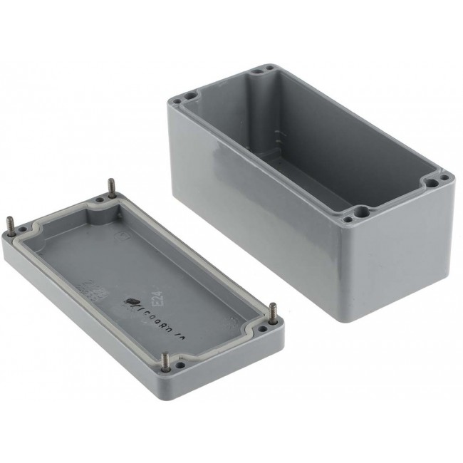 02081608, Polyester Standard Series Grey Glass Fibre Reinforced Polyester Enclosure, IP66, IK08, Grey Lid, 160 x 75 x 75.5mm