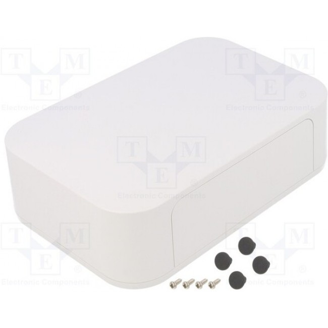 PF20-6-13W, PF Series White ABS Enclosure, IP40, White Lid, 135 x 200 x 60mm