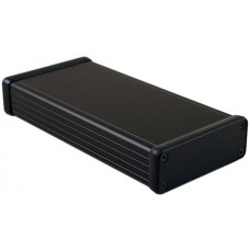 1455J1602BK, 1455 Series Black Aluminium Enclosure, IP54, Black Lid, 160 x 78 x 27mm