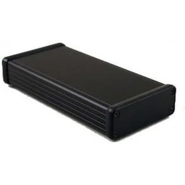 1455J1602BK, 1455 Series Black Aluminium Enclosure, IP54, Black Lid, 160 x 78 x 27mm