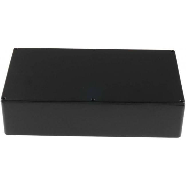 Black Die Cast Aluminium Enclosure, Black Lid, 275 x 175 x 65.5mm