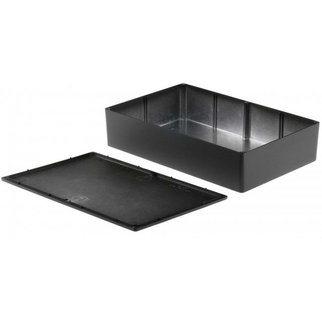 Black Die Cast Aluminium Enclosure, Black Lid, 275 x 175 x 65.5mm