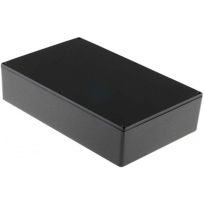 Black Die Cast Aluminium Enclosure, Black Lid, 275 x 175 x 65.5mm