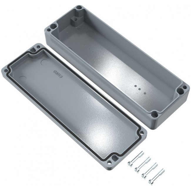 01061903, Aluminium Standard Series Grey Die Cast Aluminium Enclosure, IP66, IK09, Grey Lid, 64 x 185 x 34mm