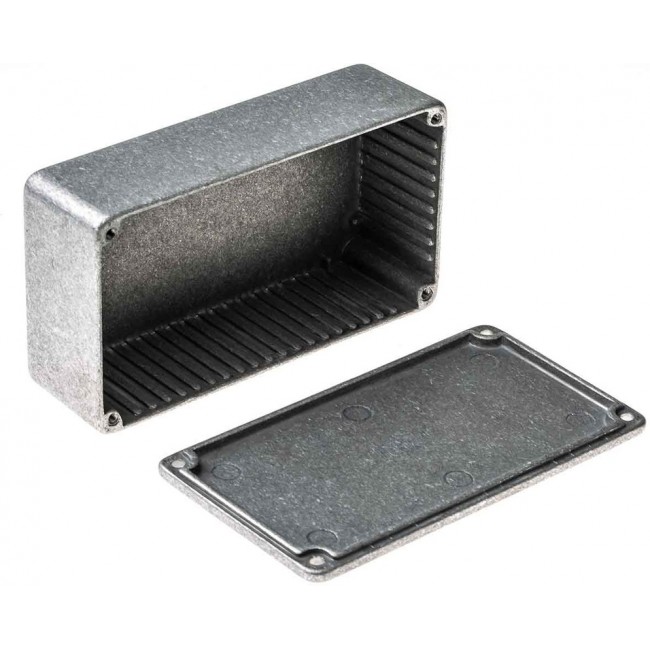 Silver Die Cast Aluminium Enclosure, IP54, Silver Lid, 120 x 65.5 x 39.75mm