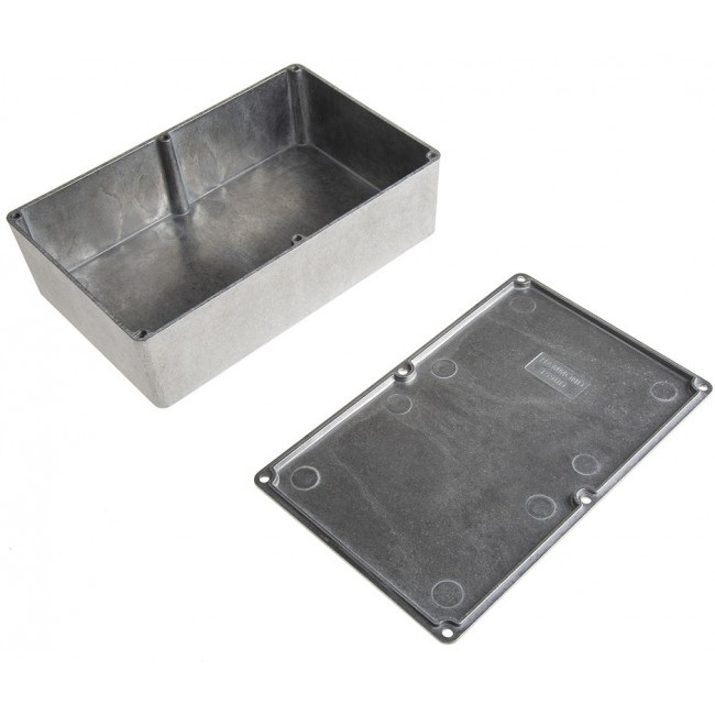 1590D, Box Aluminum Unpainted Cover Included 7.402" L x 4.724" W (188.01mm x 119.99mm) X 2.273" (57.73mm)