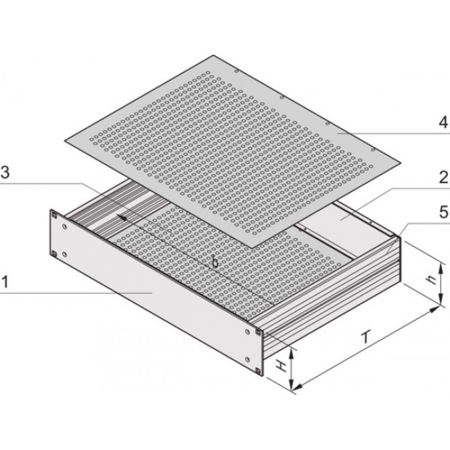 19 inch insert, 3 U, (W x H x D) 403 x 132.6 x 460 mm, aluminum, silver, 20860-630