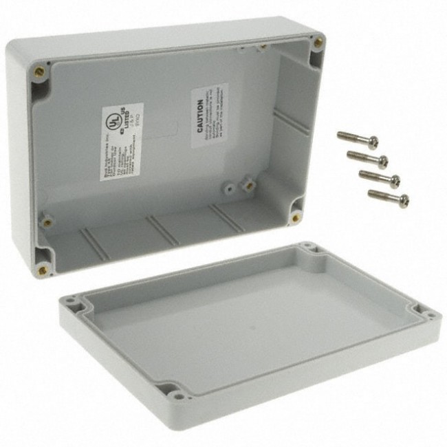 PN-1324, Light Gray Polycarbonate Wall Mount NEMA 4X Enclosure - External 6.73 x 4.76 x 2.17 Inches - Internal 6.35 x 4.38 x 1.93 Inches