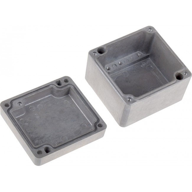 Silver Die Cast Aluminium Enclosure, IP66, Silver Lid, 75 x 80 x 57mm