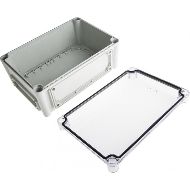 EKJB 130 T ENCLOSURE, EK Series Grey Polycarbonate Enclosure, IP66, IP67, Flanged, Transparent Lid, 280 x 190 x 130mm