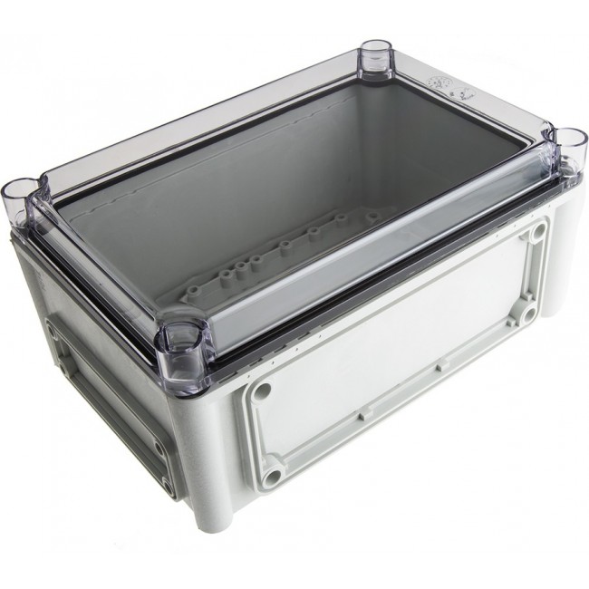 EKJB 130 T ENCLOSURE, EK Series Grey Polycarbonate Enclosure, IP66, IP67, Flanged, Transparent Lid, 280 x 190 x 130mm